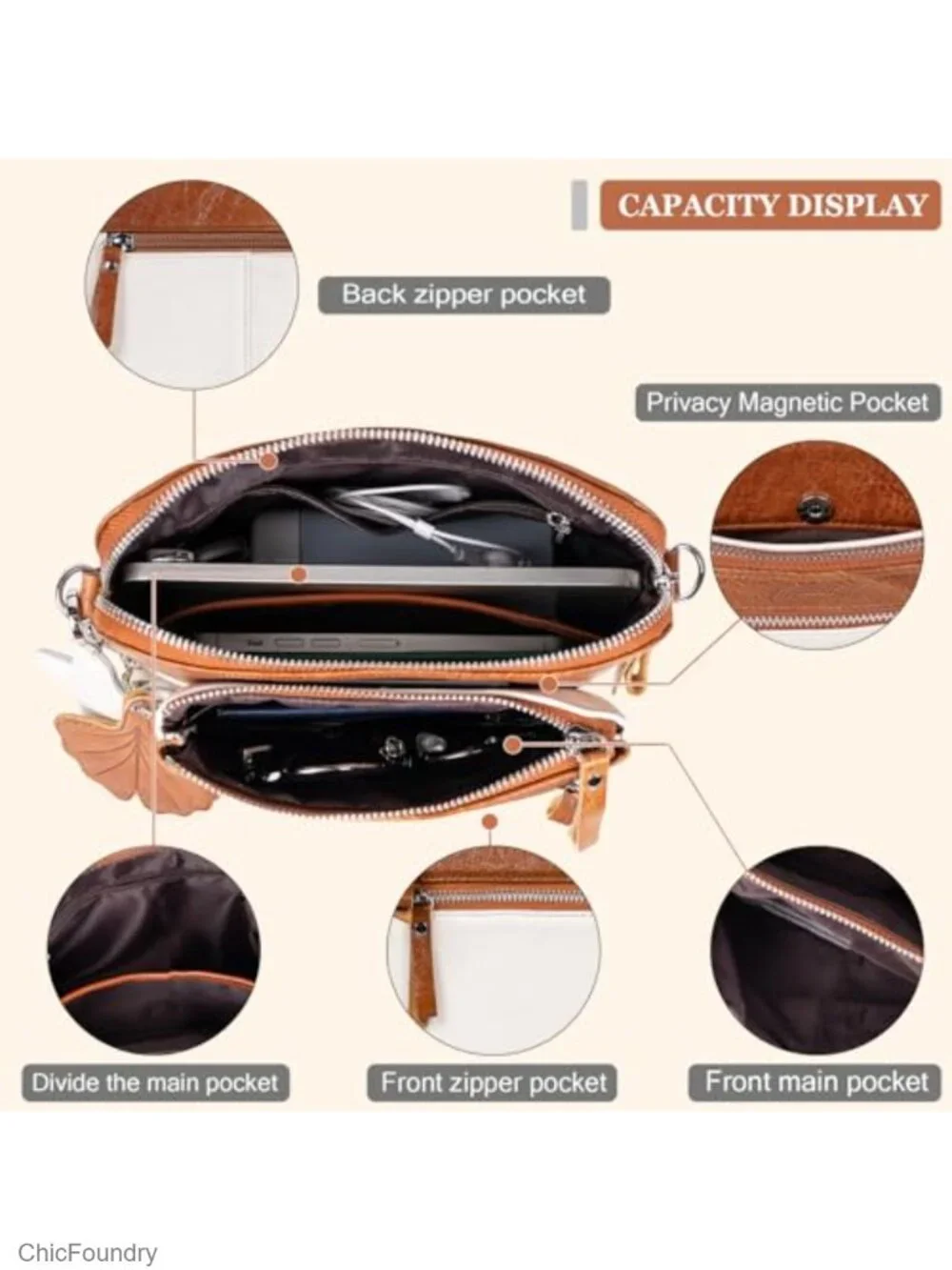 Genuine Leather Crossbody Bag with Wide Strap for Women Travel & Daily Purse